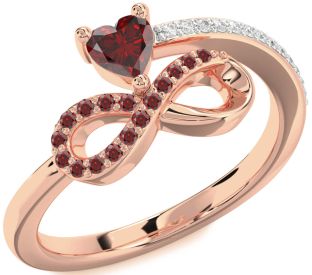 Diamond Emerald Rose Gold Infinity Heart Ring