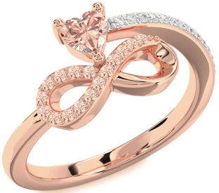 Diamond Emerald Rose Gold Infinity Heart Ring