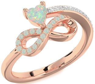 Diamond Emerald Rose Gold Infinity Heart Ring