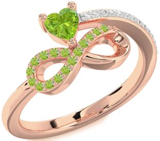 Diamond Emerald Rose Gold Infinity Heart Ring