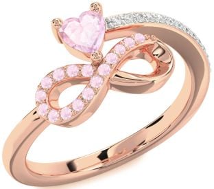 Diamond Emerald Rose Gold Infinity Heart Ring