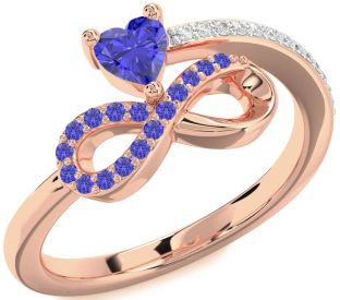 Diamond Emerald Rose Gold Infinity Heart Ring