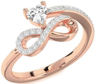Diamond Emerald Rose Gold Infinity Heart Ring
