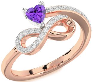 Diamond Emerald Platinum & Rose Gold Infinity Heart Ring