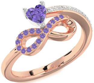 Diamond Emerald Platinum & Rose Gold Infinity Heart Ring