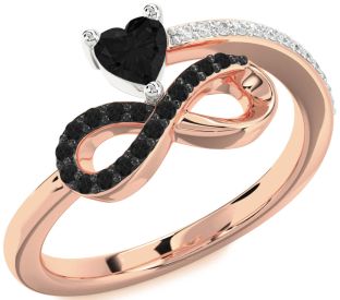Diamond Emerald Platinum & Rose Gold Infinity Heart Ring