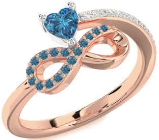 Diamond Emerald Platinum & Rose Gold Infinity Heart Ring