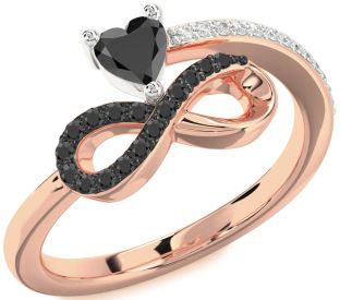 Diamond Emerald Platinum & Rose Gold Infinity Heart Ring