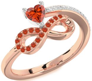 Diamond Emerald Platinum & Rose Gold Infinity Heart Ring