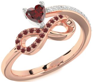 Diamond Emerald Platinum & Rose Gold Infinity Heart Ring