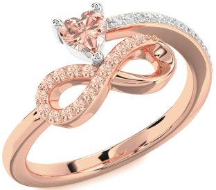 Diamond Emerald Platinum & Rose Gold Infinity Heart Ring