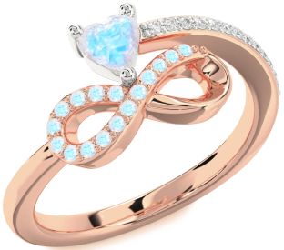 Diamond Emerald Platinum & Rose Gold Infinity Heart Ring
