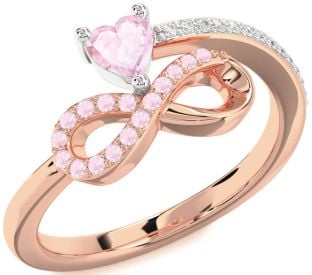 Diamond Emerald Platinum & Rose Gold Infinity Heart Ring