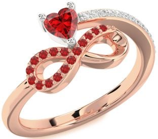 Diamond Emerald Platinum & Rose Gold Infinity Heart Ring