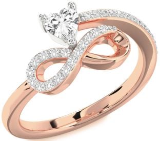 Diamond Emerald Platinum & Rose Gold Infinity Heart Ring