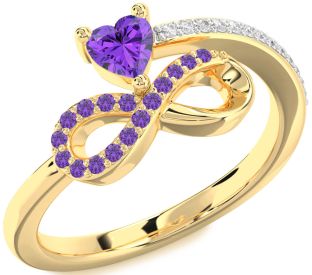 Diamond Emerald Gold Infinity Heart Ring