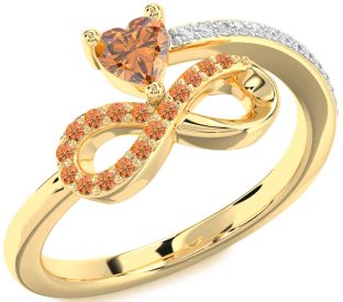 Diamond Emerald Gold Infinity Heart Ring