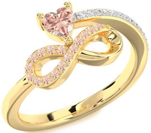 Diamond Emerald Gold Infinity Heart Ring