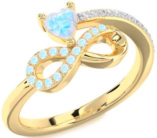 Diamond Emerald Gold Infinity Heart Ring