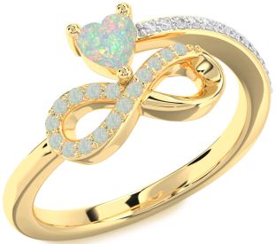 Diamond Emerald Gold Infinity Heart Ring