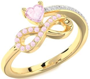 Diamond Emerald Gold Infinity Heart Ring