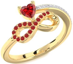 Diamond Emerald Gold Infinity Heart Ring