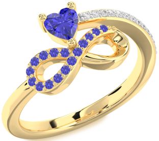 Diamond Emerald Gold Infinity Heart Ring