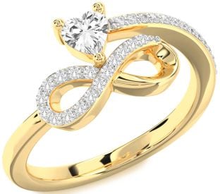 Diamond Emerald Gold Infinity Heart Ring