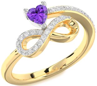 Diamond Emerald Platinum & Yellow Gold Infinity Heart Ring