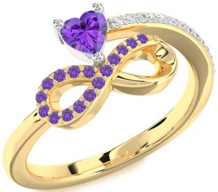 Diamond Emerald Platinum & Yellow Gold Infinity Heart Ring