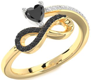 Diamond Emerald Platinum & Yellow Gold Infinity Heart Ring