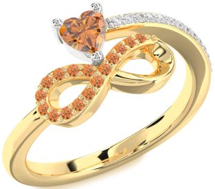 Diamond Emerald Platinum & Yellow Gold Infinity Heart Ring