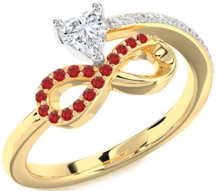 Diamond Emerald Platinum & Yellow Gold Infinity Heart Ring