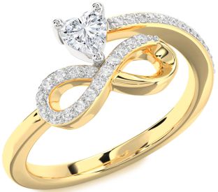 Diamond White Yellow Gold Infinity Heart Ring