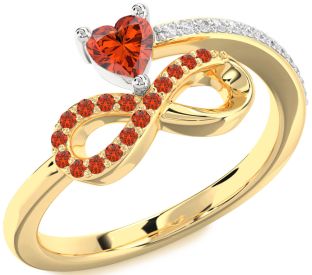 Diamond Emerald Platinum & Yellow Gold Infinity Heart Ring