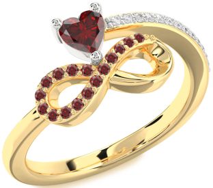 Diamond Emerald Platinum & Yellow Gold Infinity Heart Ring