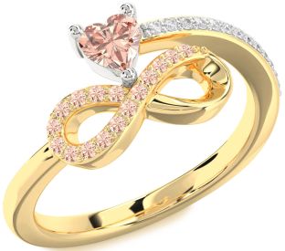 Diamond Emerald Platinum & Yellow Gold Infinity Heart Ring