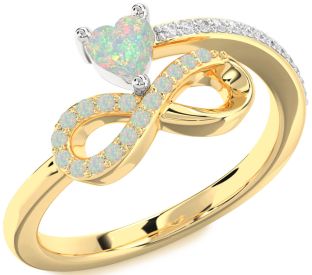 Diamond Emerald Platinum & Yellow Gold Infinity Heart Ring