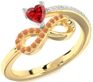 Diamond Emerald Platinum & Yellow Gold Infinity Heart Ring