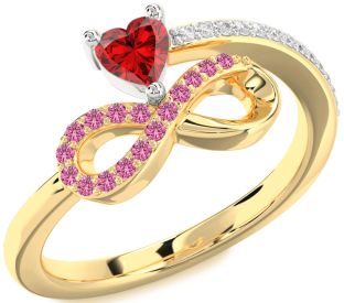 Diamond Emerald Platinum & Yellow Gold Infinity Heart Ring