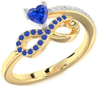 Diamond Emerald Platinum & Yellow Gold Infinity Heart Ring