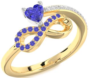 Diamond Emerald Platinum & Yellow Gold Infinity Heart Ring