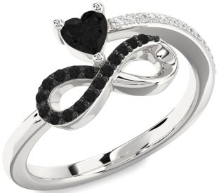 Diamond Emerald Platinum Infinity Heart Ring