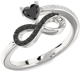 Diamond Emerald Platinum Infinity Heart Ring