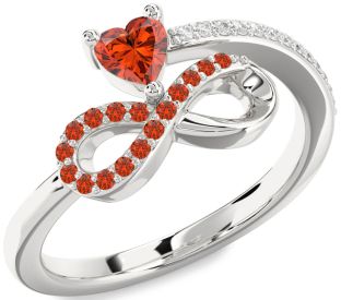 Diamond Emerald Platinum Infinity Heart Ring