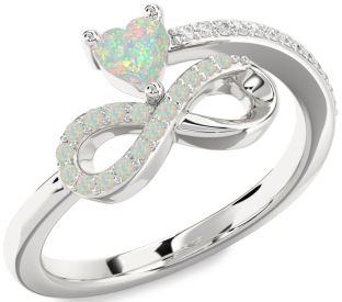 Diamond Emerald Platinum Infinity Heart Ring