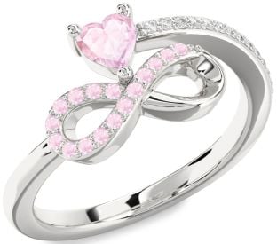 Diamond Emerald Platinum Infinity Heart Ring
