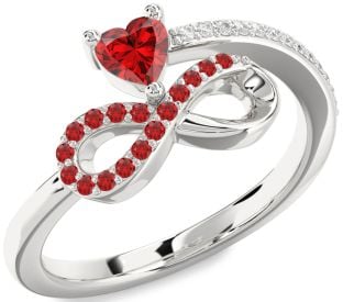 Diamond Emerald Platinum Infinity Heart Ring