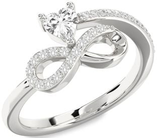 Diamond Emerald Platinum Infinity Heart Ring