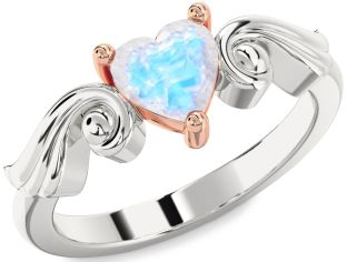 Amethyst Platinum & Rose Gold Heart Solitaire Engagement Ring